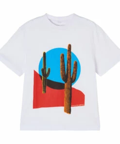 Hot Sale ❤️ Organic Cotton Oversized Cactus T-shirt White Stella McCartney Kids Fashion Teen, Children 😀