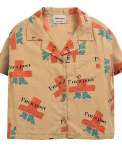 Promo 🤩 Organic Cotton Poet Shirt Ochre Bobo Choses Fashion Children 🔥