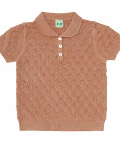 Hot Sale 🧨 Organic Cotton Pointelle Polo Shirt Pale pink FUB Fashion Children ✔️