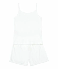 Best Pirce ❤️ Organic Cotton Pointelle Pyjama Set White Suuky Fashion Children ✔️ -Outlet Kids' Fashion Store organic cotton pointelle pyjama set white suuky fashion children 2