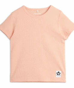 Buy 🛒 Organic Cotton Ribbed T-shirt Pale pink Mini Rodini Fashion Children 🛒