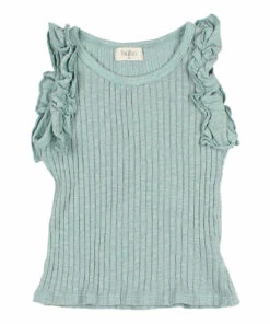 Promo ⌛ Organic Cotton Ribbed Top Green water Búho Fashion Children 👏