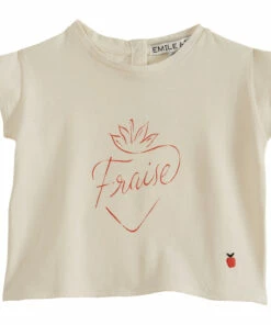 Cheap ❤️ Organic Cotton Strawberry T-shirt Ecru Emile et Ida Fashion Baby, Children ⌛