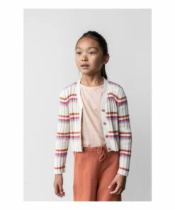 Budget 🎁 Organic Cotton Striped Cardigan Ecru Aymara Fashion Teen, Children ❤️ -Outlet Kids' Fashion Store organic cotton striped cardigan ecru aymara fashion teen children 2