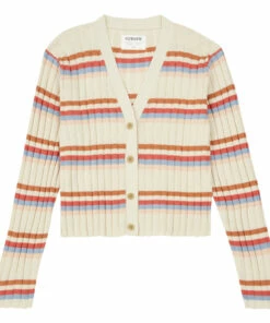 Budget 🎁 Organic Cotton Striped Cardigan Ecru Aymara Fashion Teen, Children ❤️