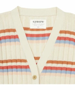 Budget 🎁 Organic Cotton Striped Cardigan Ecru Aymara Fashion Teen, Children ❤️ -Outlet Kids' Fashion Store organic cotton striped cardigan ecru aymara fashion teen children 3