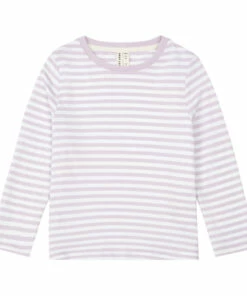 Wholesale ⭐ Organic Cotton Striped Long Sleeve T-shirt Lilac Gray Label Fashion Children ✔️