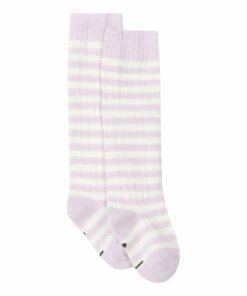 Flash Sale 🤩 Organic Cotton Striped Long 🧦 Socks Lilac Gray Label Fashion Baby, Children 🔥