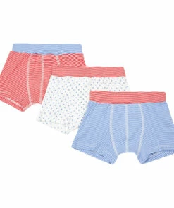 Brand new 🎁 Organic Cotton Striped Star Boxers - Set of 3 Blue Petit Bateau Fashion Children 😀