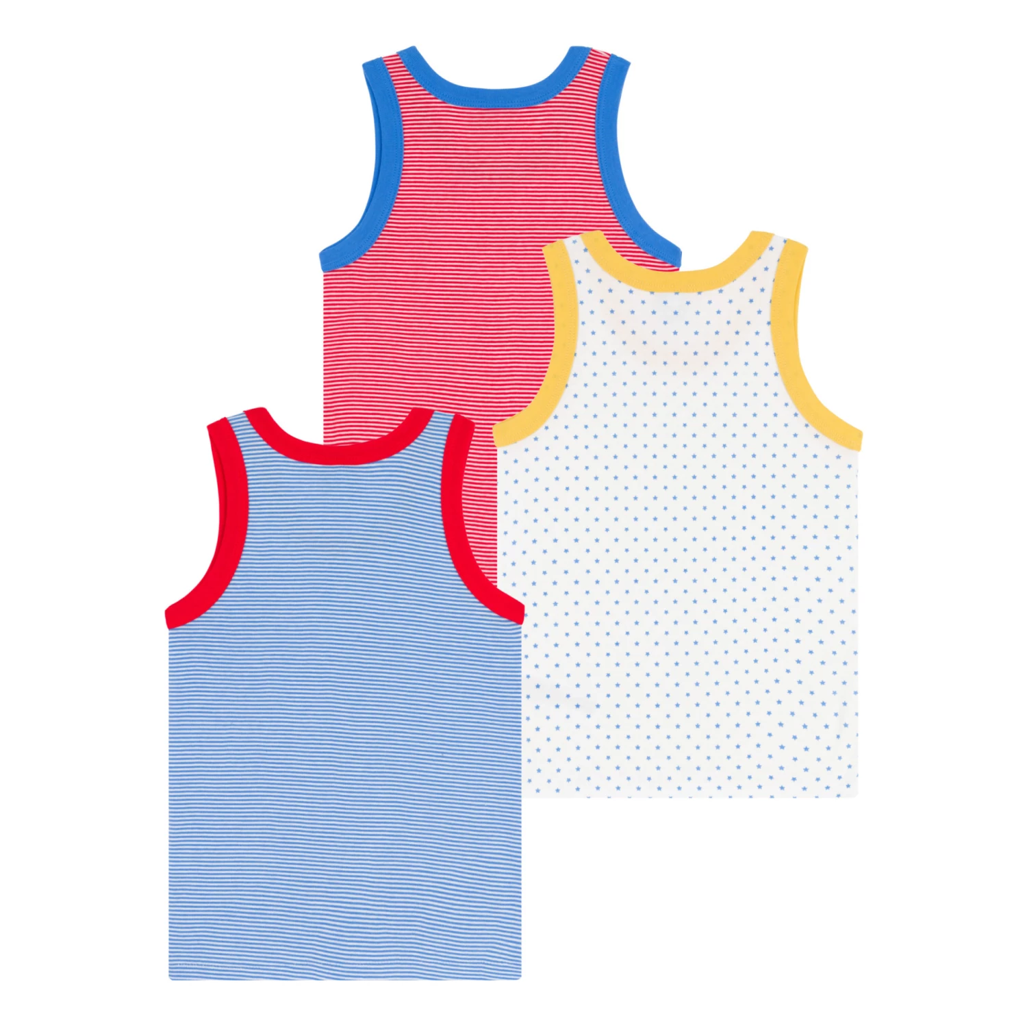 Top 10 👍 Organic Cotton Striped Star Tank Tops - Set of 3 Blue Petit Bateau Fashion Children 🛒 3 Top 10 👍 Organic Cotton Striped Star Tank Tops - Set of 3 Blue Petit Bateau Fashion Children 🛒 - Image 3