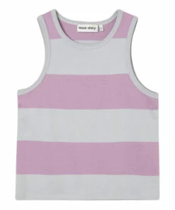 Best Pirce 😀 Organic Cotton Striped Tank Top Purple Main Story Fashion Children 🔥