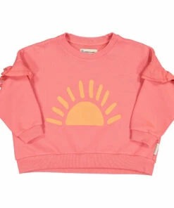 New 🛒 Organic Cotton Sun Sweatshirt Pink Piupiuchick Fashion Teen, Children 😀