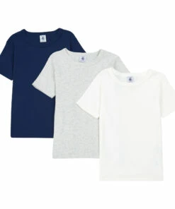 Discount ❤️ Organic Cotton T-shirts - Set of 3 White Petit Bateau Fashion Children 🤩