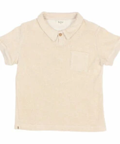 Flash Sale ✨ Organic Cotton Terry Cloth Polo Shirt Beige Búho Fashion Children ⌛