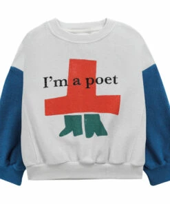 Best Sale 🛒 Organic Cotton Textured Poet Sweatshirt Blue Bobo Choses Fashion Children 👍