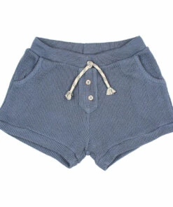 Wholesale 🤩 Organic Cotton Textured Shorts Blue Búho Fashion Children 🔥