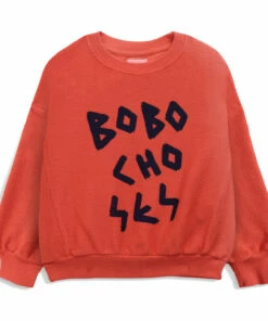 Outlet 🌟 Organic Cotton Textured Sweatshirt Red Bobo Choses Fashion Children ⭐