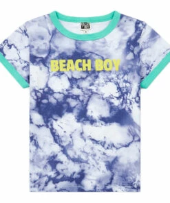 Wholesale 🧨 Organic Cotton Tie-Dye Beach T-shirt Blue Bonton Fashion Children ⭐