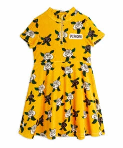 Promo 😍 Organic Cotton Velour Flower 👗 Dress Yellow Mini Rodini Fashion Baby, Children 🤩