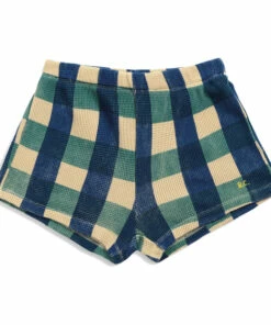 Best deal ⌛ Organic Cotton Waffle Checked Shorts Navy blue Bobo Choses Fashion Children 🧨