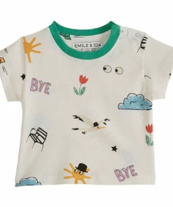 Discount ✨ Organic Cotton Weather T-shirt Ecru Emile et Ida Fashion Baby, Children 🎁 -Outlet Kids' Fashion Store organic cotton weather t shirt ecru emile et ida fashion baby children 1