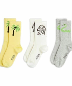 Hot Sale 😍 Organic Cotton Zebra 🧦 Socks - Set of 3 Yellow Mini Rodini Fashion Baby, Children 🌟