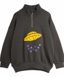 New 👏 Organic Cotton Zip Sweatshirt Black Mini Rodini Fashion Baby, Children 🧨