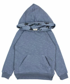 Best Pirce 🔥 Organic Slub Cotton Hoodie Blue Búho Fashion Children 👏