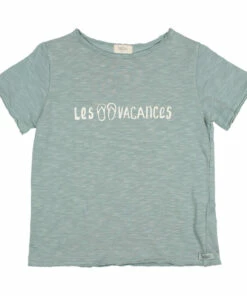 Deals ❤️ Organic Slub Cotton Vacances T-shirt Green water Búho Fashion Children 🧨