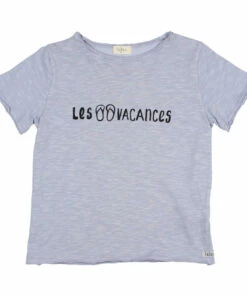 Wholesale 🧨 Organic Slub Cotton Vacances T-shirt Light blue Búho Fashion Children 🔔