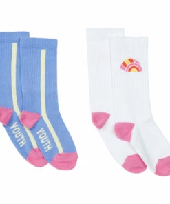Promo โ Thank Youth Rainbox ๐งฆ Socks - Set of 2 White Hundred Pieces Fashion Teen, Children ๐คฉ