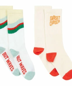 Deals ❤️ Wave Chaser 🧦 Socks - Set of 2 White Hundred Pieces Fashion Teen, Children 🧨