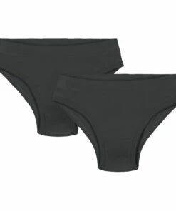 Hot Sale ❤️ Pack of Two Organic Cotton Briefs - Capsule Homewear - Black Gray Label Fashion Children ⭐