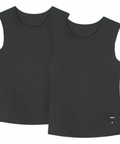 Discount ⌛ Pack of Two Organic Cotton Vests - Capsule Homewear - Black Gray Label Fashion Children ❤️