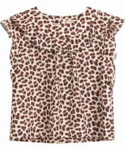 Flash Sale 🤩 Palms Leopard Print Blouse Brown Bellerose Fashion Teen, Children 👍