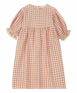 Cheapest ๐ Palmyre Gingham Cotton Muslin ๐ Dress Pink Marlot Paris Fashion Baby, Children ๐งจ