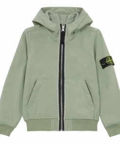 Deals 💯 Patch Zipped Jacket Green Stone Island Fashion Teen, Children 🌟