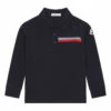 Best deal 👏 Piquet Long Sleeve Polo Shirt Navy blue Moncler Fashion Teen, Children 🎉