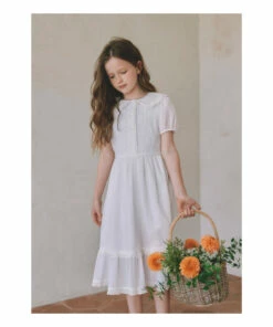 Budget 😀 Ploy Cotton Muslin 👗 Dress White Louisiella Fashion Children ✨ -Outlet Kids' Fashion Store ploy cotton muslin dress white louisiella fashion children 5