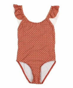 Outlet 🧨 Polka Dot 🩱 Swimsuit Brick red Búho Fashion Children 👍