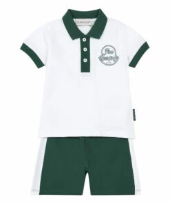 Hot Sale 🔔 Polo Shirt and Bicolour Short Set White Moncler Fashion Baby, Children ❤️