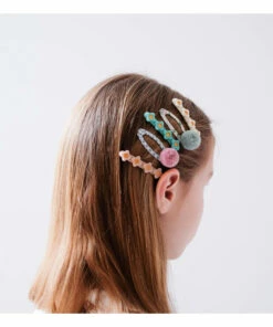 Flash Sale 🎁 Pompom Hair Clips - Set of 8 Pink Mimi & Lula Fashion Children 👏 -Outlet Kids' Fashion Store pompom hair clips set of 8 pink mimi lula fashion children 2