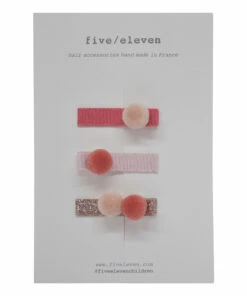 New 😍 Pompom Hairslides - Set of 3 Pink Five / Eleven Fashion Children 🎉