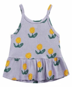 Best Sale 💯 Recycled Cotton Floral Ribbed Tank Top Mauve Bobo Choses Fashion Children 💯 -Outlet Kids' Fashion Store recycled cotton floral ribbed tank top mauve bobo choses fashion children 6