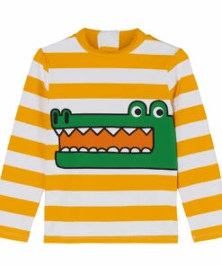 Budget 👍 Recycled Polyamide Anti-UV Crocodile T-shirt Orange Stella McCartney Kids Fashion Children ✨