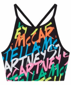 Outlet ๐ฅ Recycled Polyamide Logo Crop Top - Active Wear Collection - Black Stella McCartney Kids Fashion Teen, Children ๐