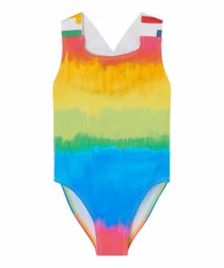 New 👍 Recycled Polyamide Rainbow 🩱 Swimsuit Blue Stella McCartney Kids Fashion Teen, Children ✔️