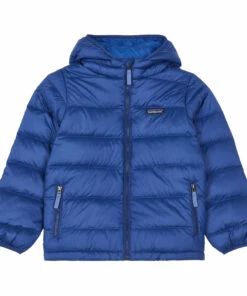 Hot Sale ✨ Recycled Polyester Down Hooded Jacket Blue Patagonia Fashion Teen, Children ❤️