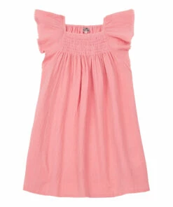 Flash Sale 🎁 Reveuse Organic Cotton Muslin 👗 Dress Pink Bonton Fashion Children 👏