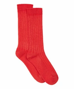 New ⭐ Ribbed 🧦 Socks Red Bonton Fashion Teen, Children ✔️